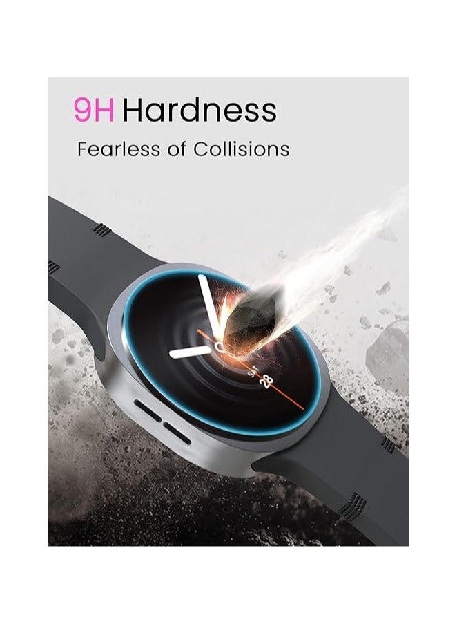 حَبْل تِك حامي شاشة من 3 قطع لساعة Samsung Galaxy Watch 9 / Watch 8 مقاس 44 مم، مع أداة تركيب ذاتية المحاذاة، زجاج مقسى شفاف عالي الدقة، مضاد للخدش وخالي من الفقاعات - Image 4
